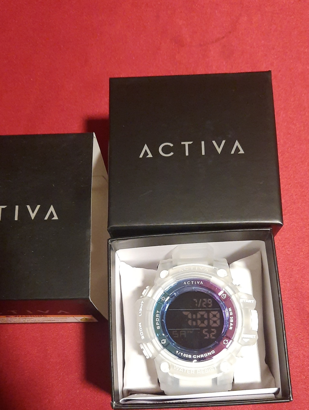 Activa Arctic White Watch with Blue And Purple Accent Digital Sport Dial